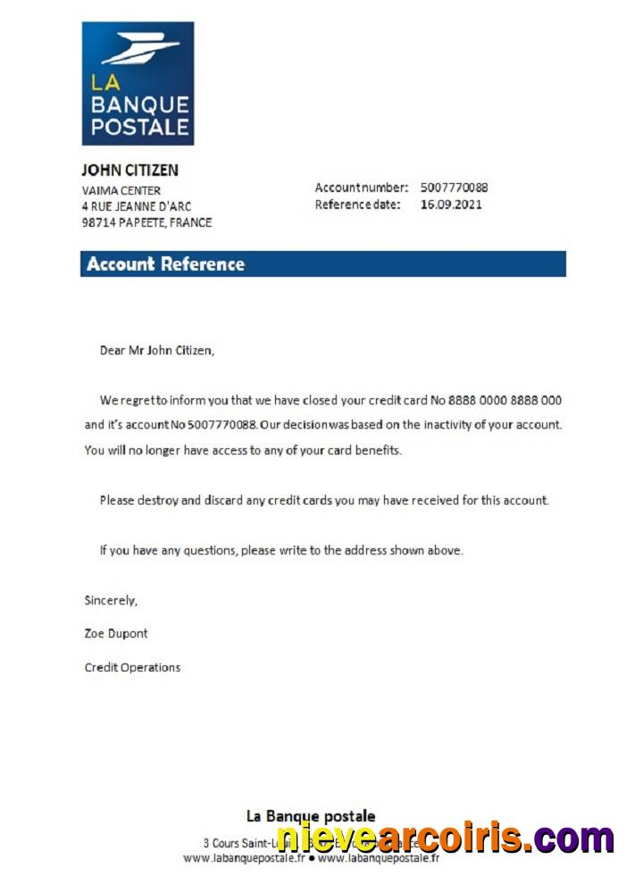 France La Banque Postale closure reference